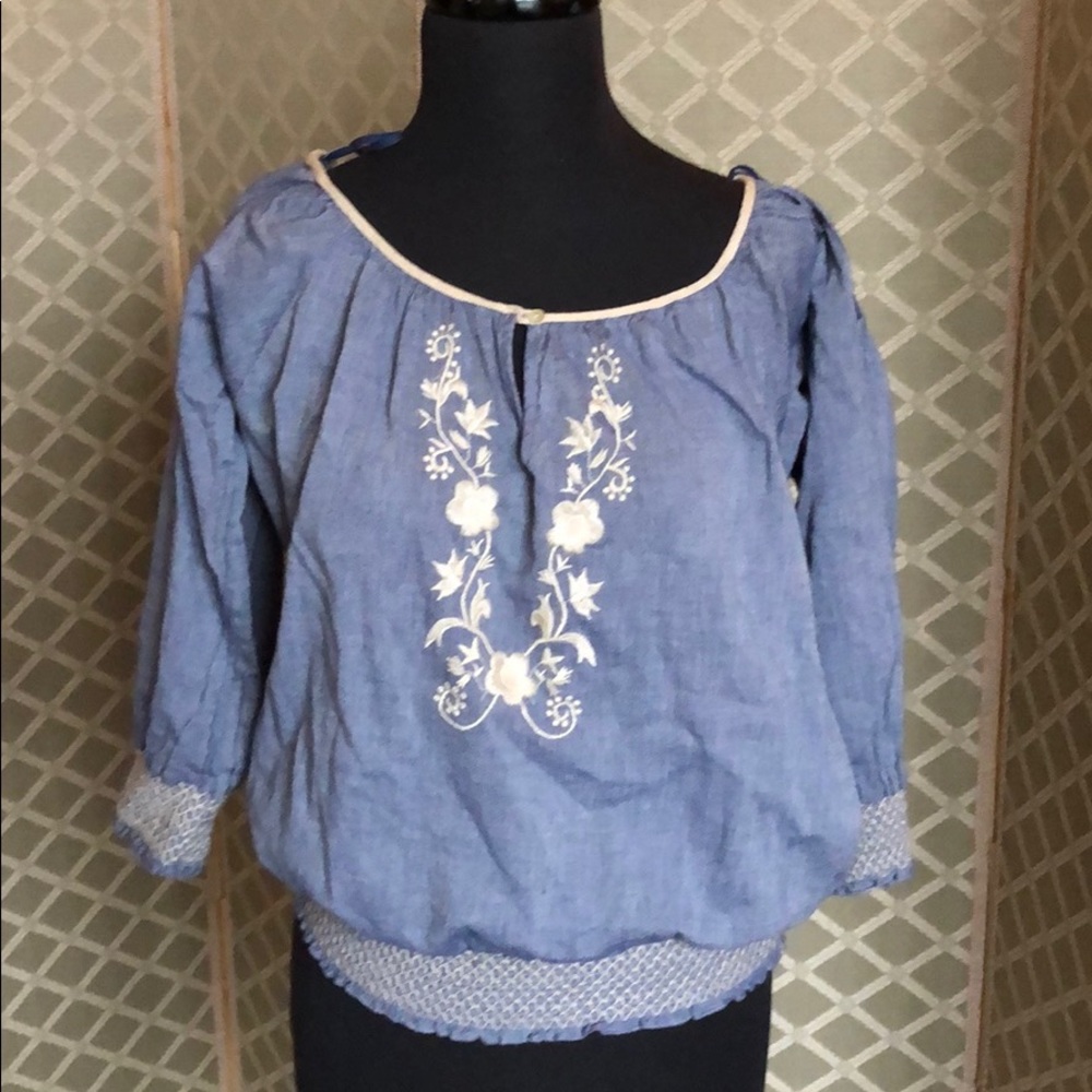 NWT denim embroidered shirt